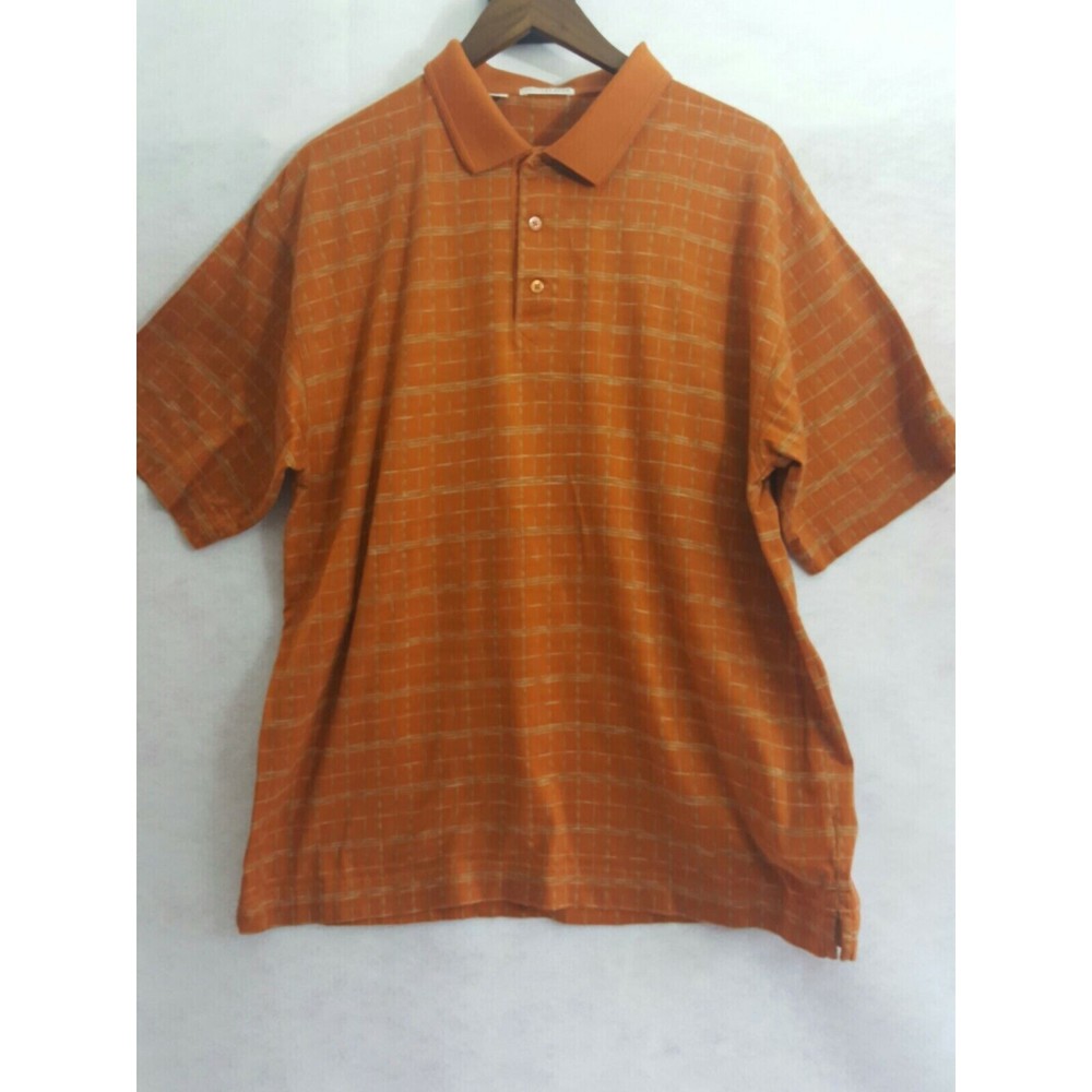 Mens Cutter And Buck Sz Lg Orange Rust Holston Hills polo style